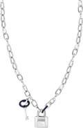 EFFY Men's Black Spinel Lock & Key Pendant Necklace