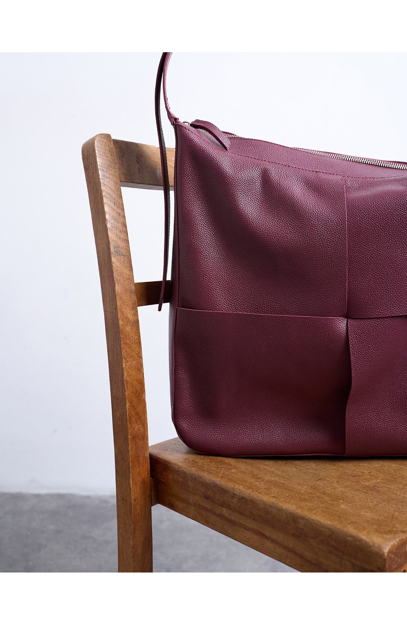 Topshop Oversize Leather Tote, Alternate, color, Burgundy