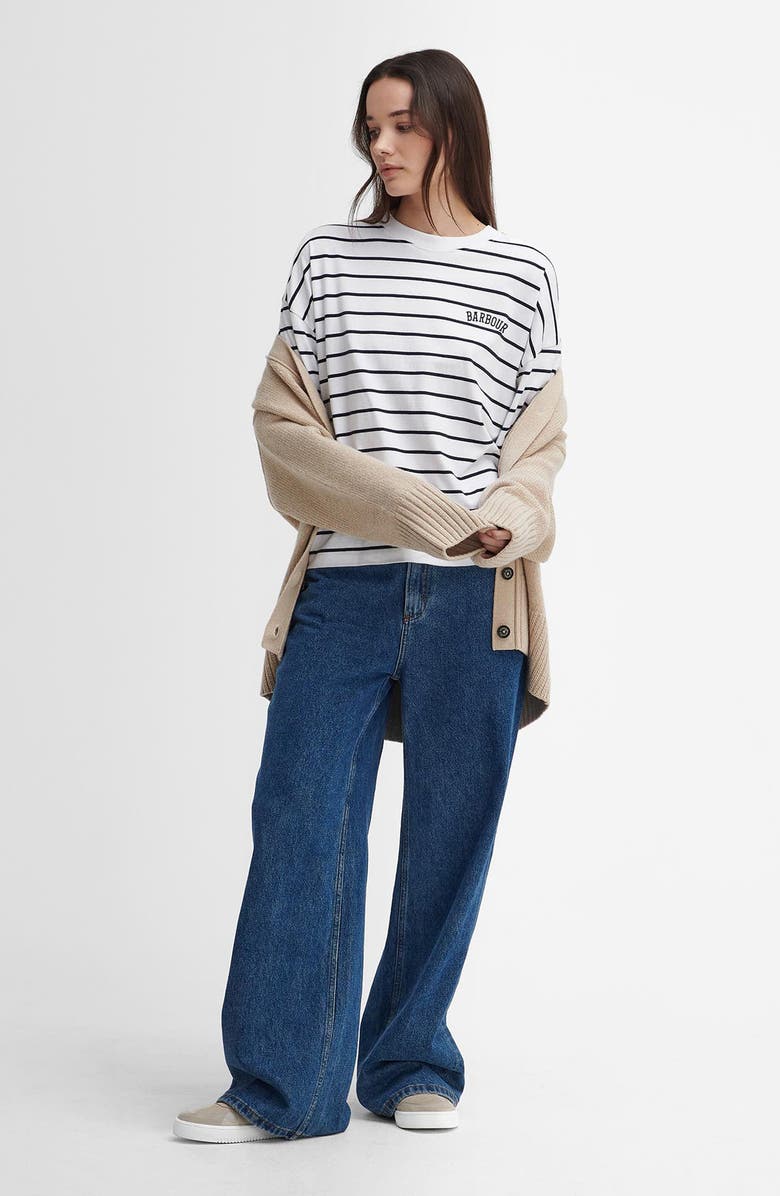 Barbour Marnie Stripe Cotton T-Shirt, Alternate, color, Cloud White/ Navy