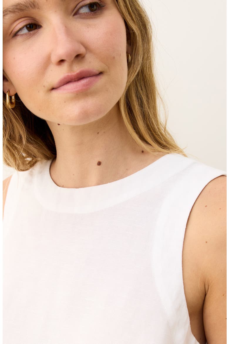 Quinn Sleeveless Linen Blend Crop Top, Alternate, color, WHITE