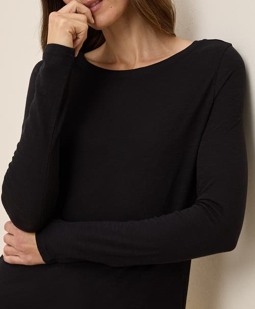 Pact Organic Cotton Featherweight Slub Long Sleeve Tee In Black
