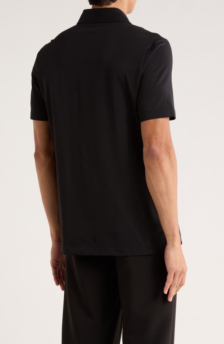 KARL LAGERFELD PARIS Logo Mesh Knit Polo, Alternate, color, Black