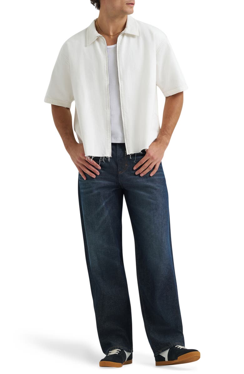 Lee Denim Short Sleeve Zip-Up Shirt, Alternate, color, White