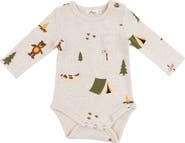 oh baby! Teddy Bear Face Print Pocket Romper- Infant