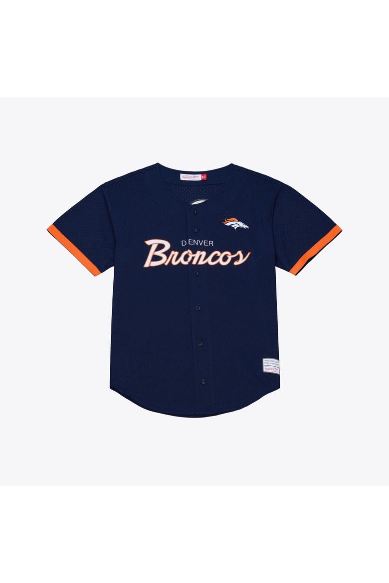 Men's Mitchell & Ness  Navy Denver Broncos Head Coach Mesh Full-Button Fashion Jersey, Main, color, Navy