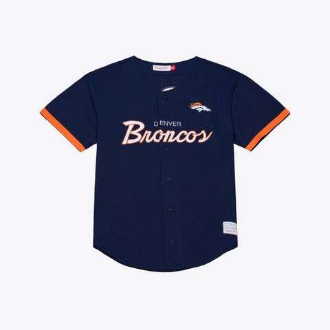 Men's Mitchell & Ness  Navy Denver Broncos Head Coach Mesh Full-Button Fashion Jersey