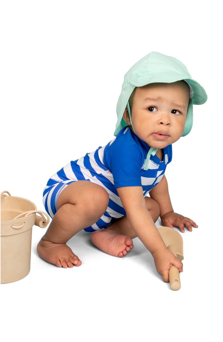 Leveret Baby One-Piece Rashguard, UPF 50+ Sun Protection Swimwear, Alternate, color, Striped Blue & White