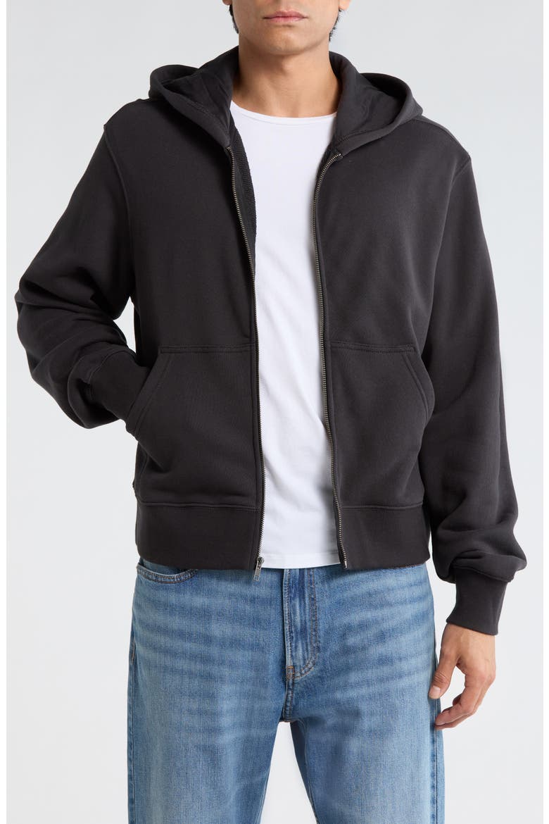 Crop Full Zip Hoodie, Main, color, BLACK FADED