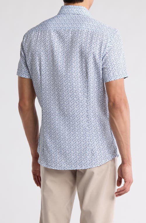 Soul Of London Stretch Sport Short Sleeve Button-up Shirt In Blue