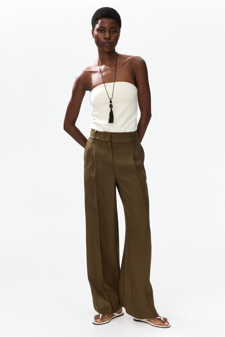 Wide Tailored Trousers, Alternate, color, Dark khaki green
