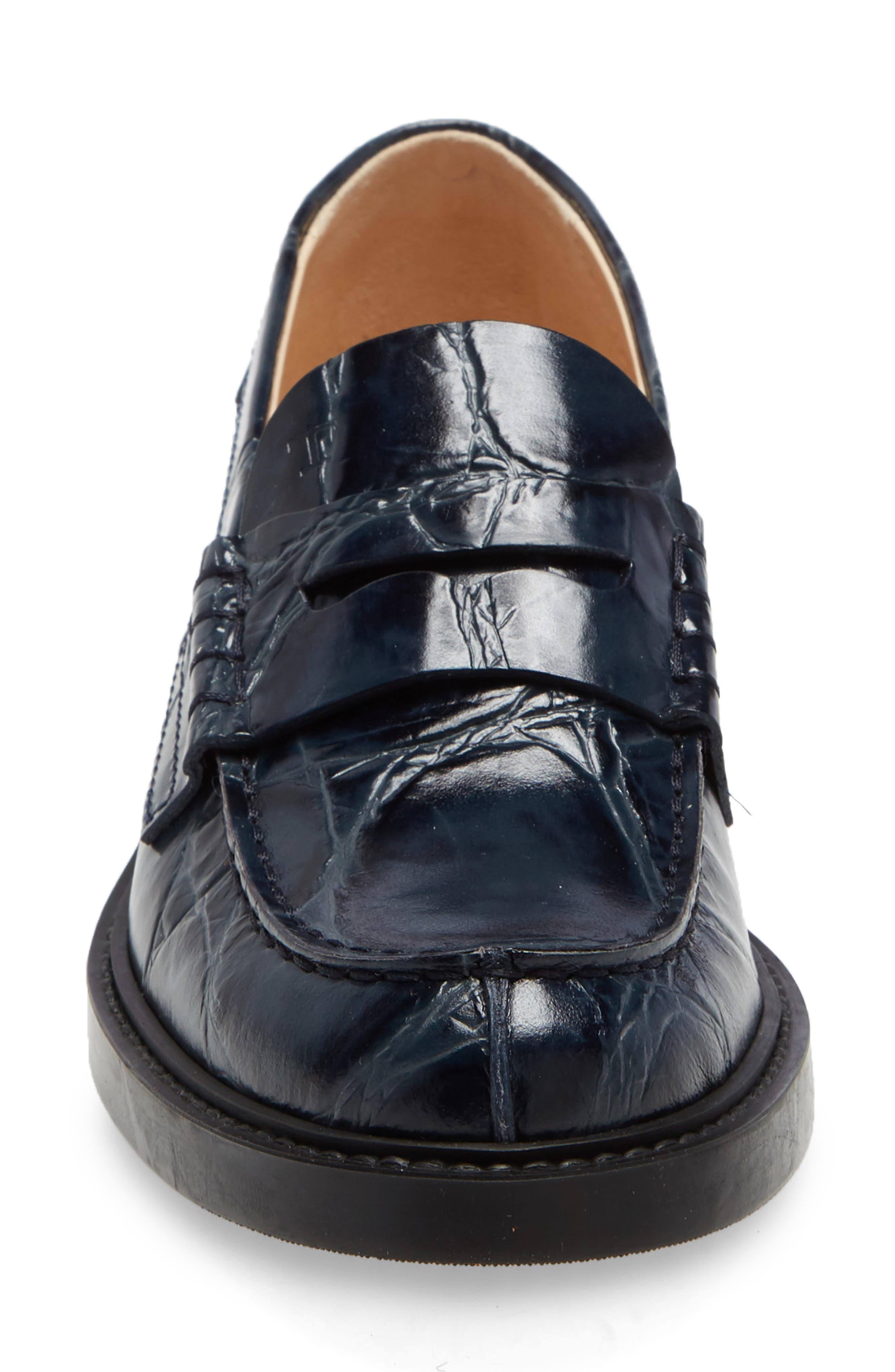 Tod's Croc Embossed Penny Loafer, Alternate, color, 