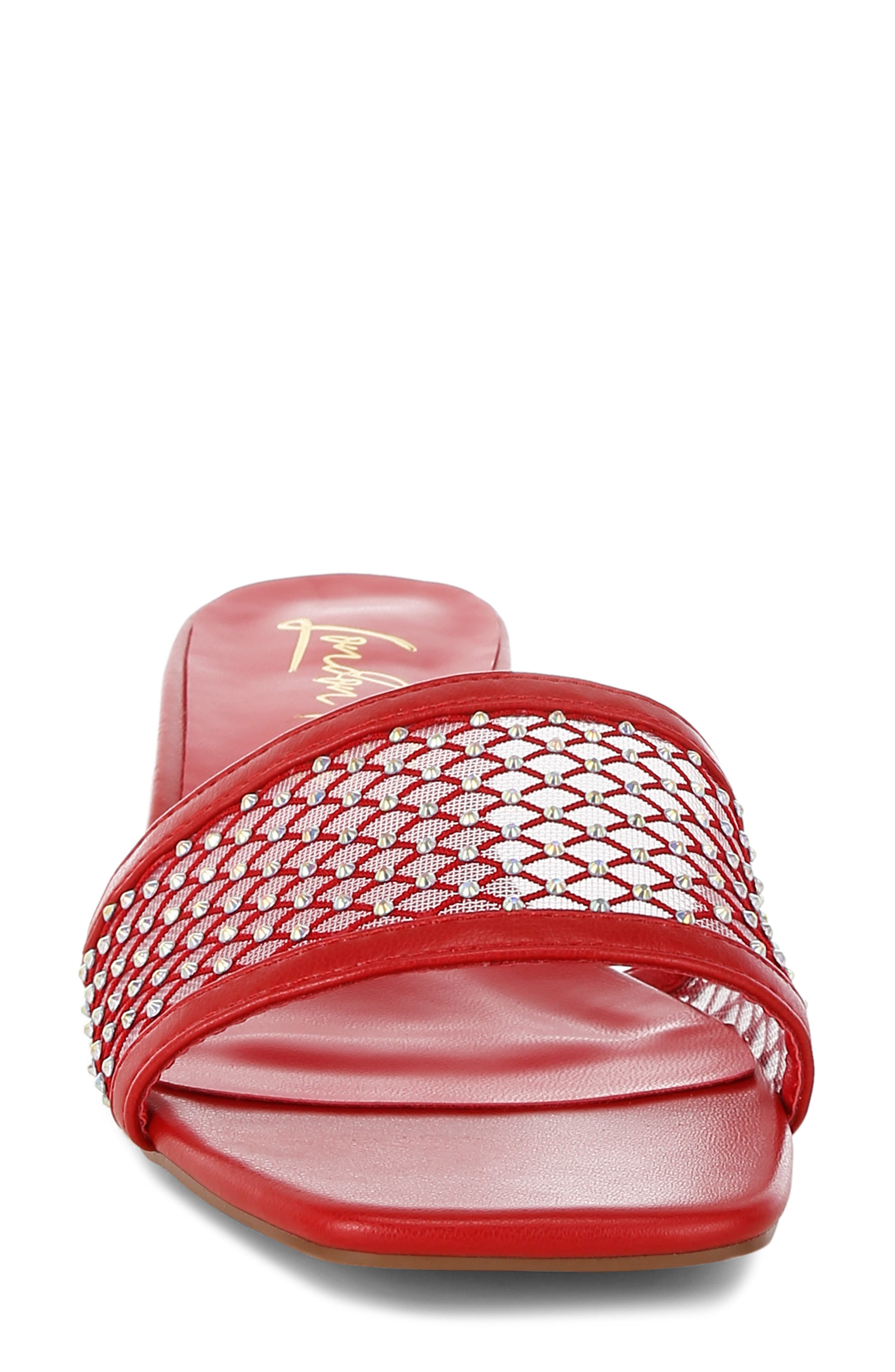 LONDON RAG Kenzia Rhinestone Studded Sandal, Alternate, color, Red