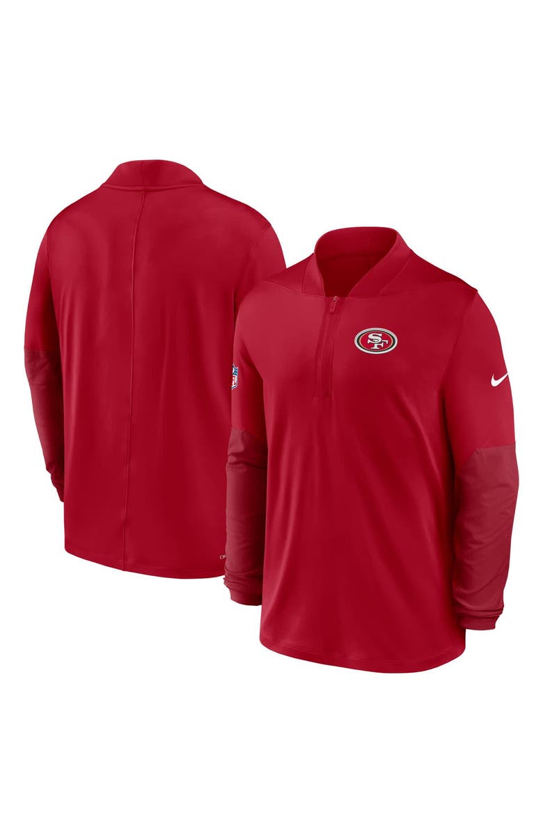 Nike Men's Nike Scarlet San Francisco 49ers Sideline Dri-FIT Half-Zip Pullover, Alternate, color, Scarlet