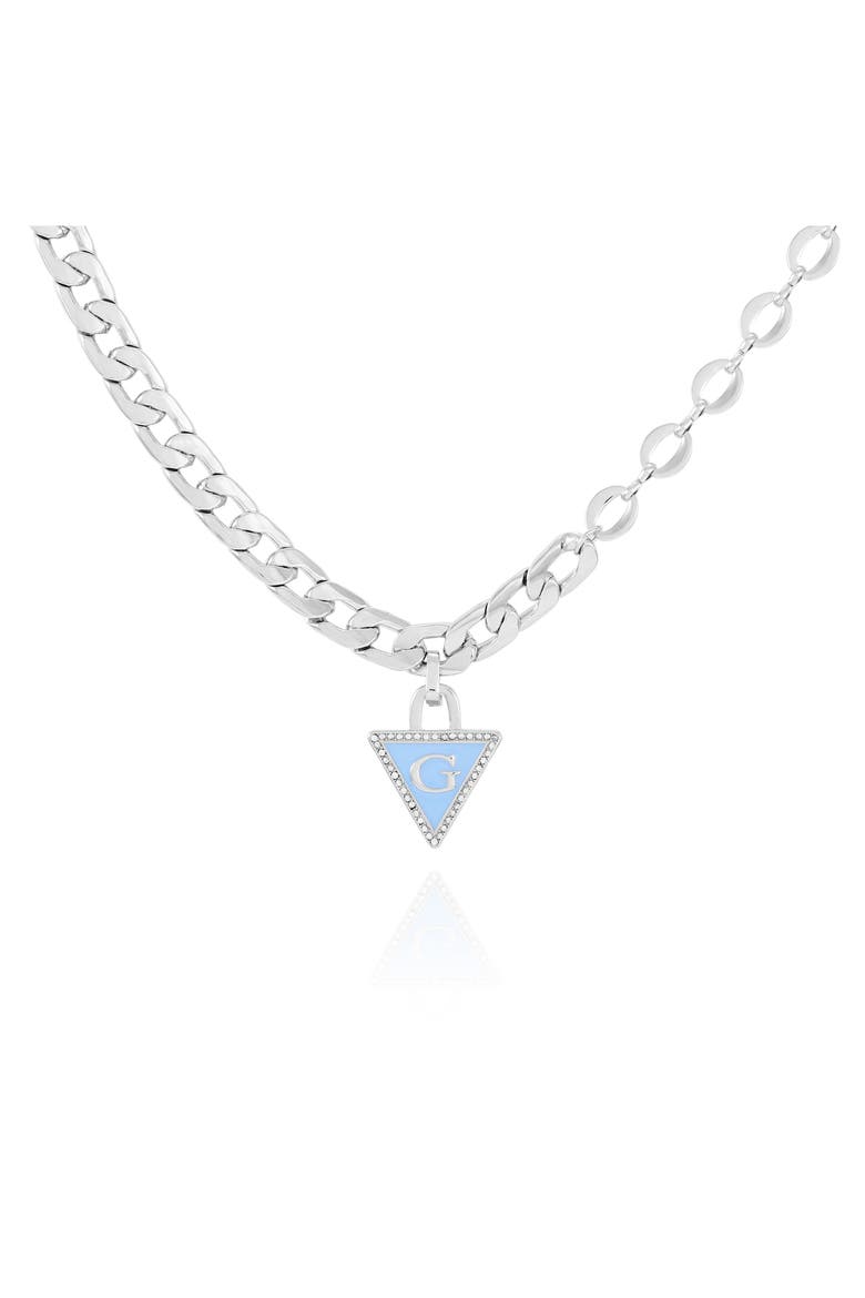G-Logo Triangle Pendant Statement Necklace, Main, color, SILVER
