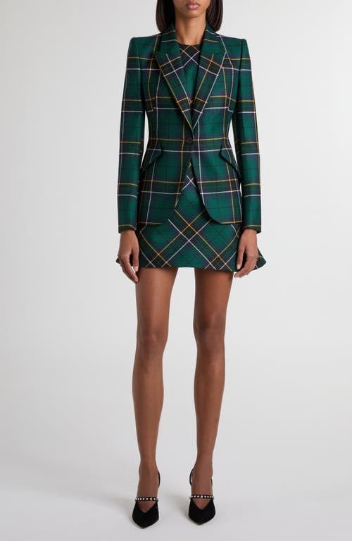Alexander Mcqueen Tartan Sleeveless Flared Mini Dress In Green