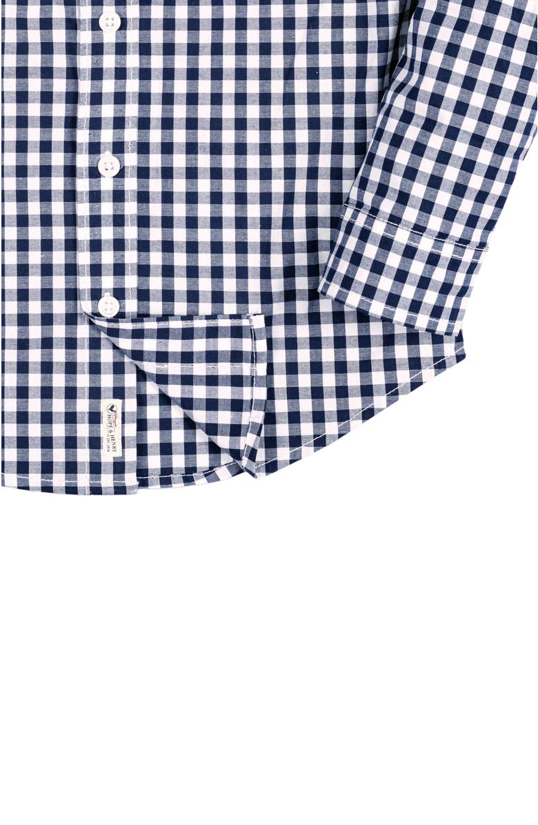 Hope & Henry Baby Boys' Organic Stretch Poplin Roll-Up Shirt, Infant, Alternate, color, Navy Gingham