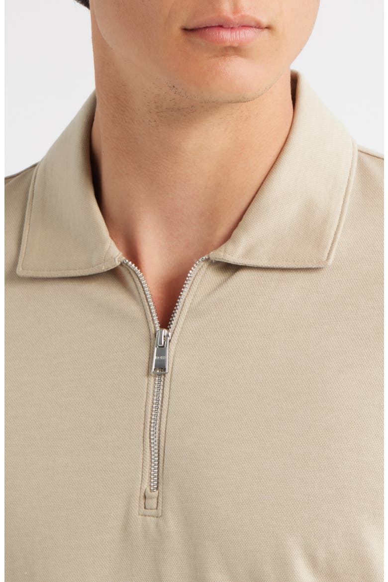 Paras Piqué Zip Polo, Alternate, color, DARK BEIGE