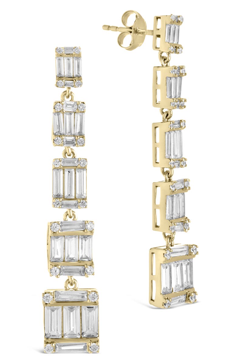 Sterling Forever Penelope Cubic Zirconia Linear Drop Earrings, Main, color, Gold