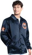 STARTER Men's Starter  Navy Houston Astros Cooperstown Collection Point Man Full-Snap Coaches Jacket