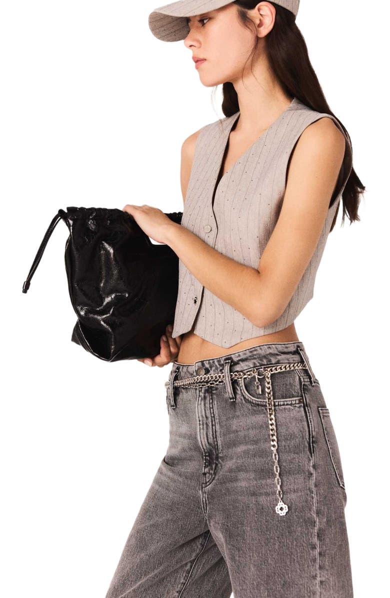 maje Rhinestone tailored vest, Alternate, color, Light Grey