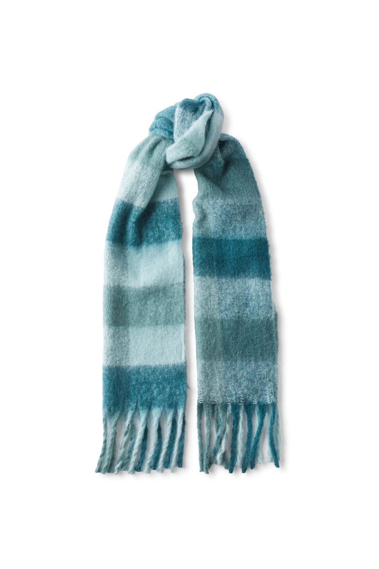 Men's Wide Scarf, Main, color, Pineneedle Blue Multi Check