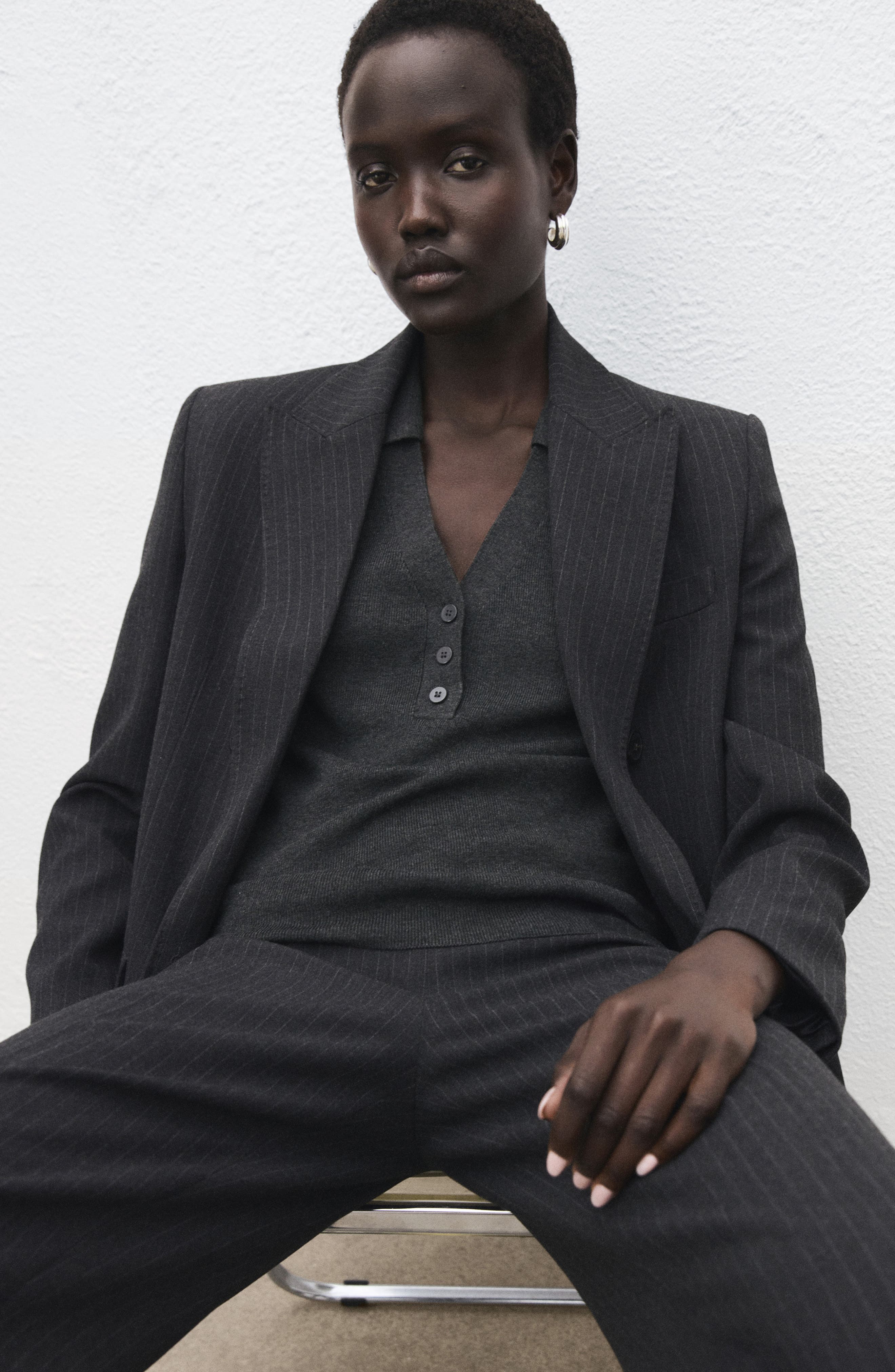 Rib Short Sleeve Polo Sweater - image 2