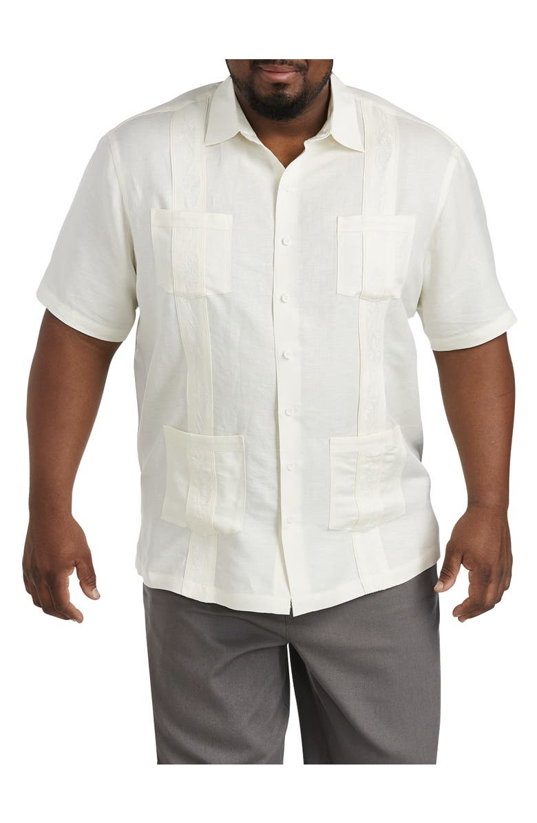 Oak Hill by DXL Big & Tall Embroidered Panel Sport Shirt, Main, color, White