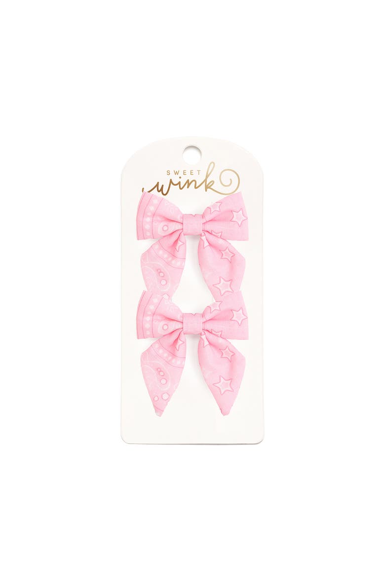 Pink Bandana Western Bow Clip Set, Main, color, Pink