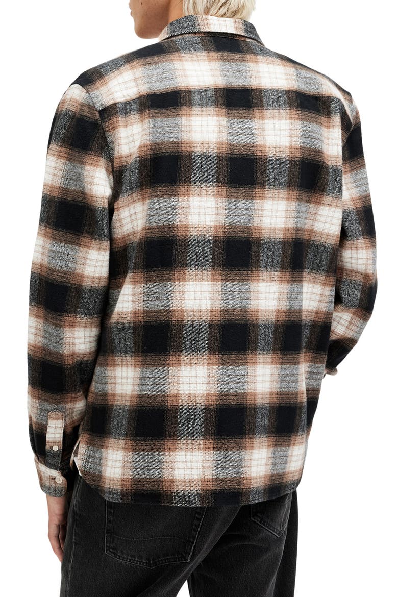 Mercy Plaid Cotton Flannel Button-Up Shirt, Alternate, color, RUSTY ORANGE/BLACK/WHITE