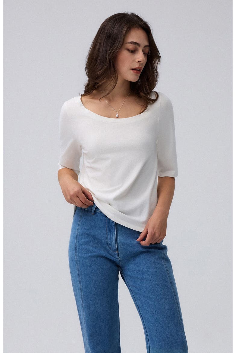 Hemp Essentials Asymmetrical Neckline Tee, Alternate, color, white