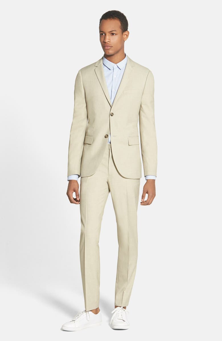 Topman Slim Fit Blue Stripe Shirt, Alternate, color,