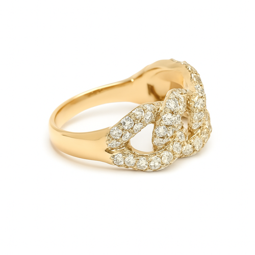 Ancona Jewelry 14k Yellow Gold Lab Grown Diamond Cuban Link Ring 1.84ct F Vs1 In Yellow