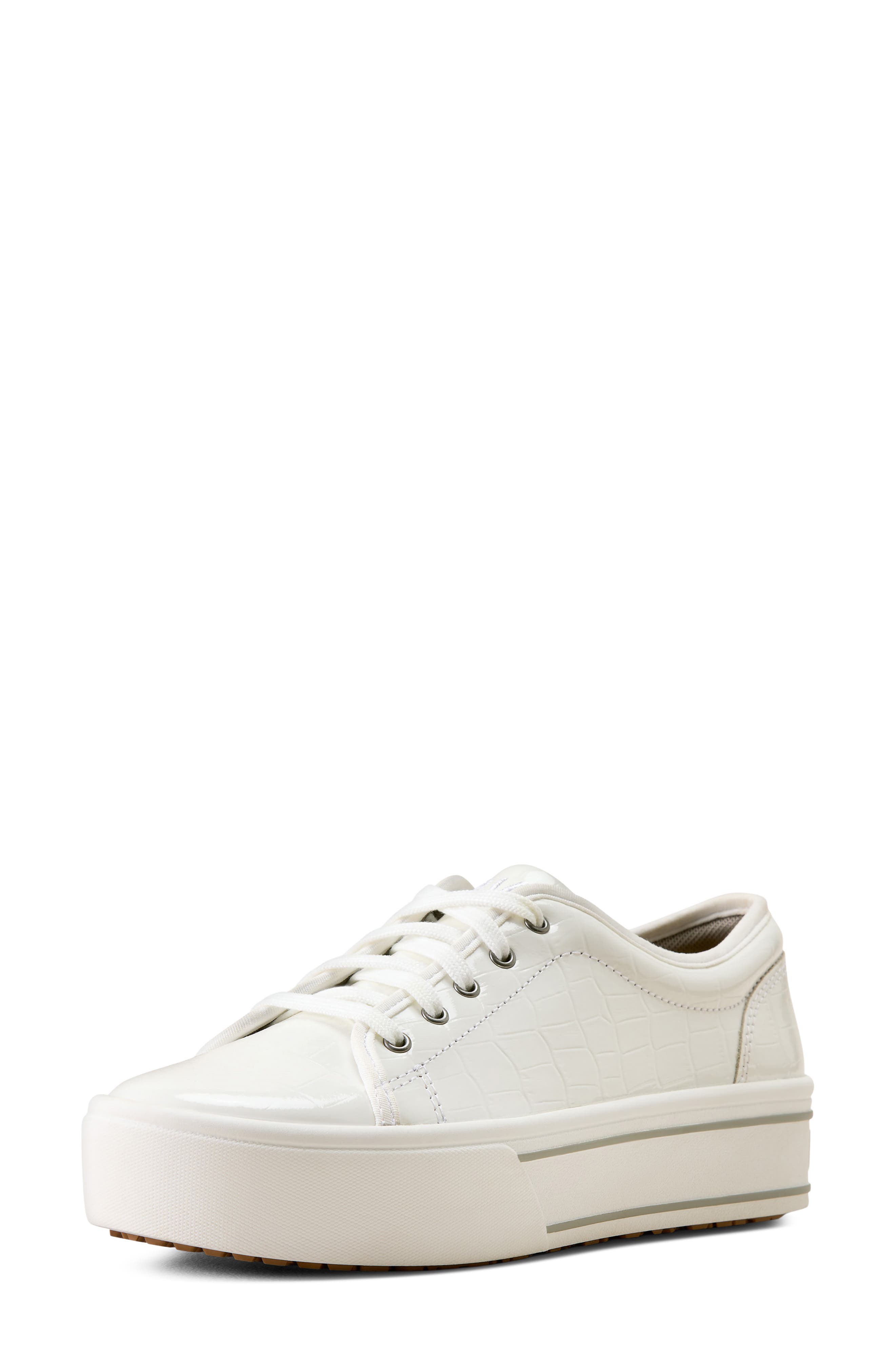 Skylar Croc Embossed Leather Sneaker, Alternate, color, PATENT WHITE CROC PRINT