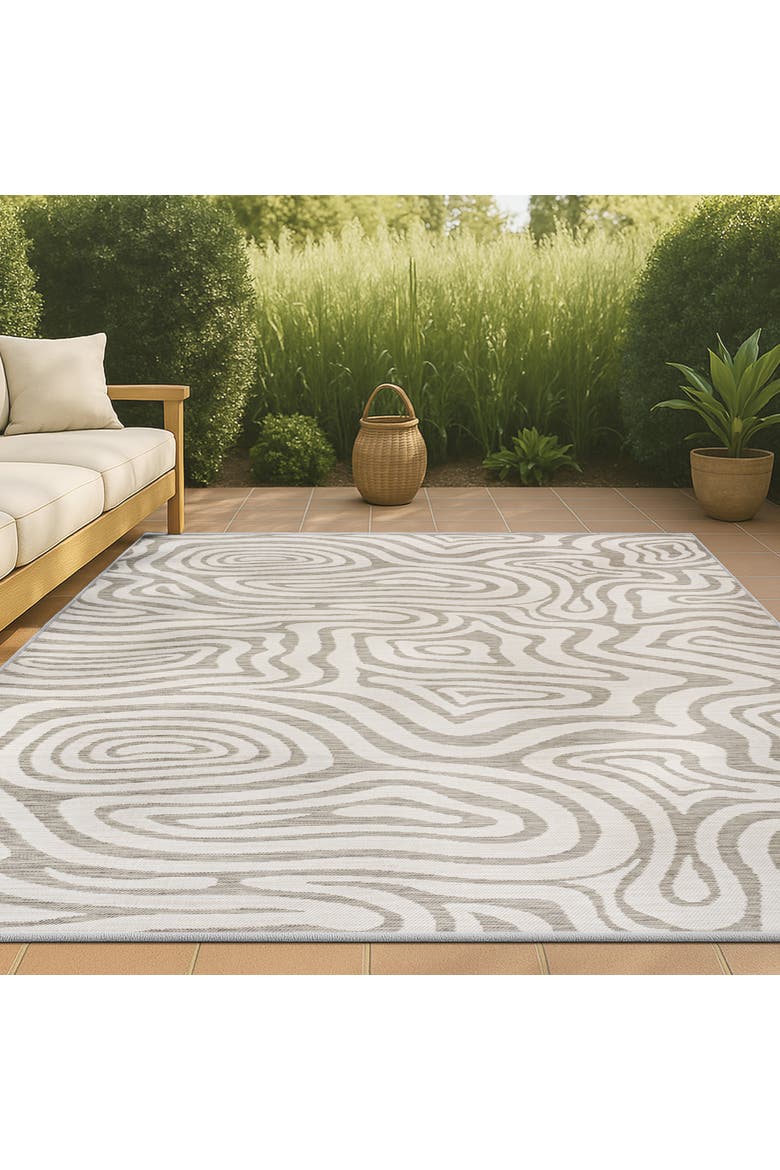 Eryx Modern Bohemian Abstract Organic Reversible Machine-Washable Indoor/Outdoor Area Rug, Alternate, color, Gray/Cream