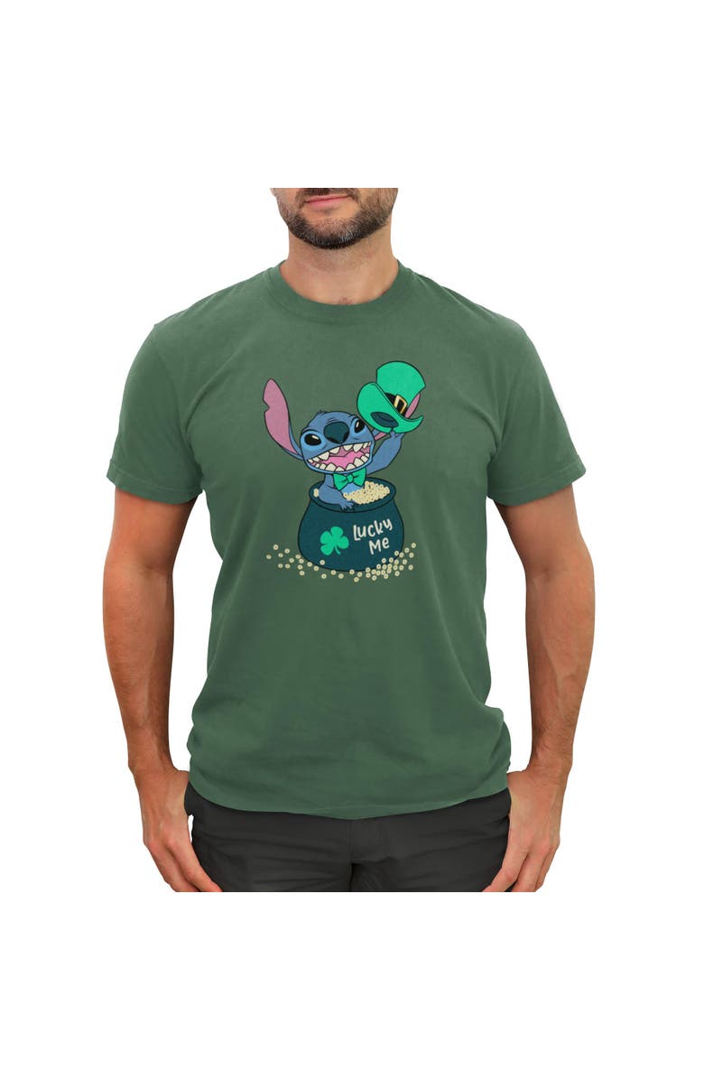 Lilo & Stitch Men's Lilo & Stitch St. Patrick's Day Stitch Lucky Me Pot of Gold Graphic T-Shirt, Main, color, Light Green