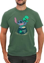 Lilo & Stitch Men's Lilo & Stitch St. Patrick's Day Stitch Lucky Me Pot of Gold Graphic T-Shirt