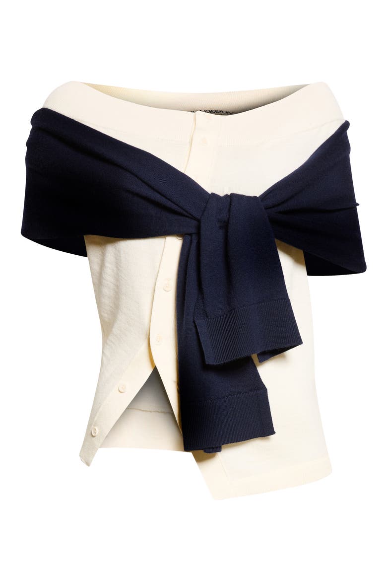 Off the Shoulder Cardigan, Alternate, color, OFF WHITE