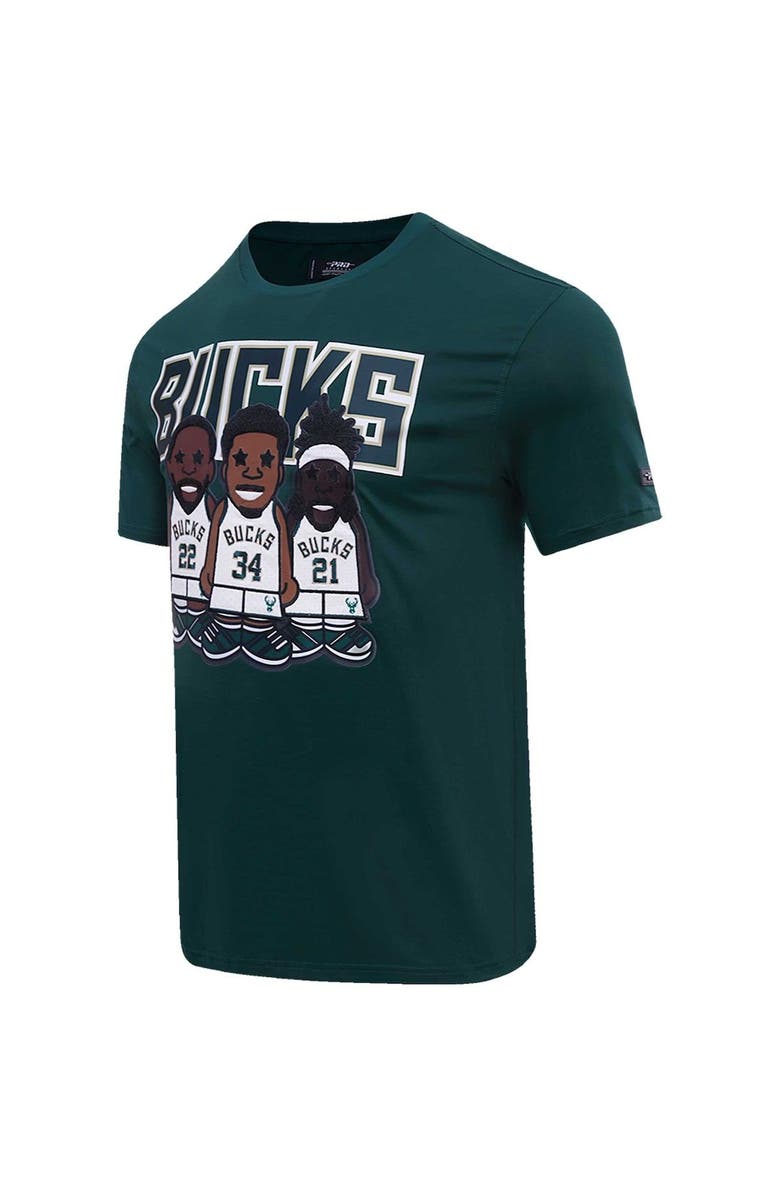 PRO STANDARD Men's Pro Standard Giannis Antetokounmpo, Jrue Holiday, Khris Middleton Hunter Green Milwaukee Bucks Multi Lineup T-Shirt, Alternate, color, Hunter Green