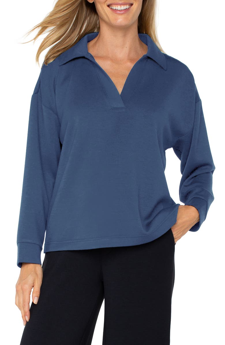 Liverpool Los Angeles Johnny Collar Knit Top, Main, color, Prussian Blue