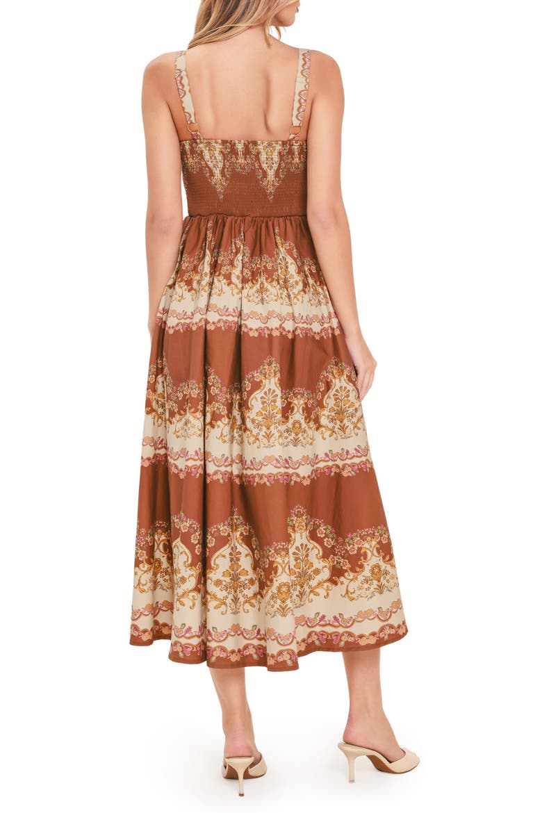 Fit and Flare Midi Dress, Alternate, color, BROWN