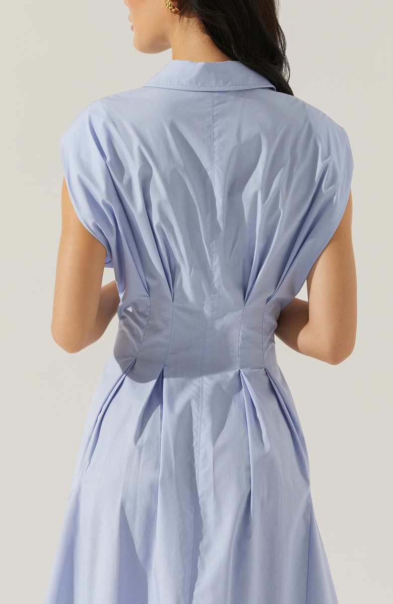 ASTR the Label Beckett Pleat Waist Cotton Midi Shirtdress, Alternate, color, Blue