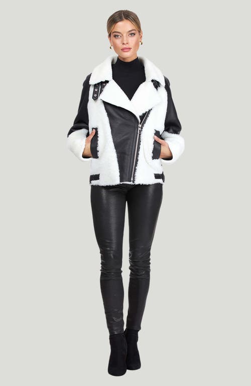 Gorski Shearling Lamb Asymmetrical Zip Jacket In White