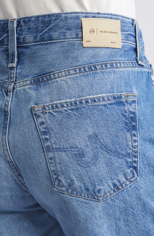 Ag Ex-boyfriend Distressed Raw Hem Mid Length Denim Shorts