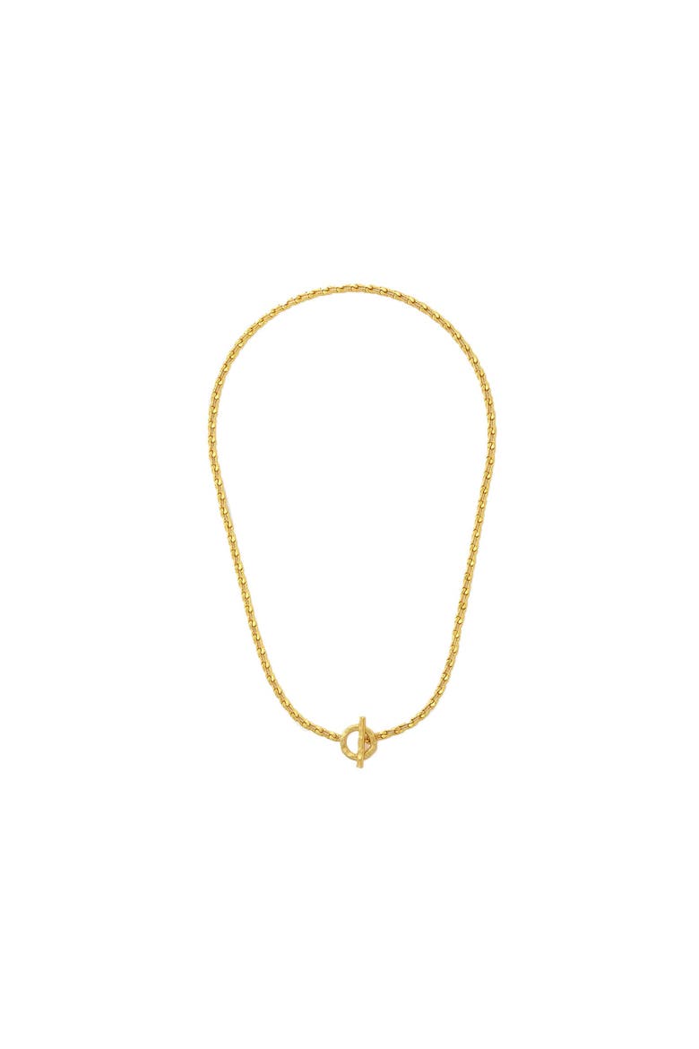 Thea Snake Chain Necklace with T-Bar, Main, color, Brass
