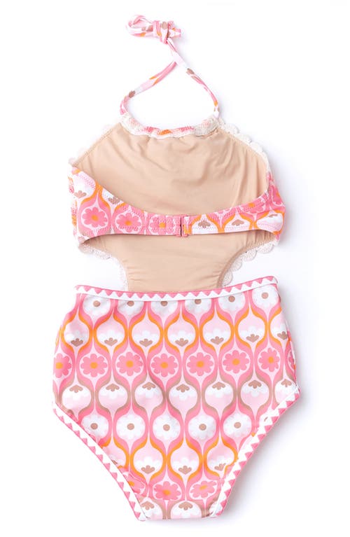 Shade Critters Mixed Media Cutout One-piece Halter Swimsuit In Pink