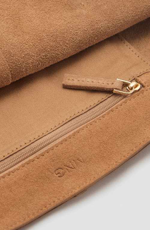 Mango Suede Shopper Bag In Leather