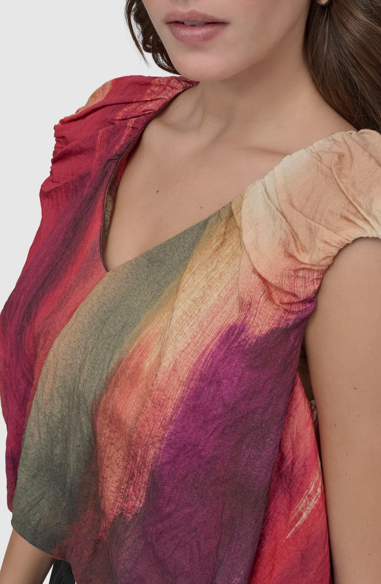 DKNY Print Rumpled Voile Bubble Top, Alternate, color, Jun Brsh Stroke