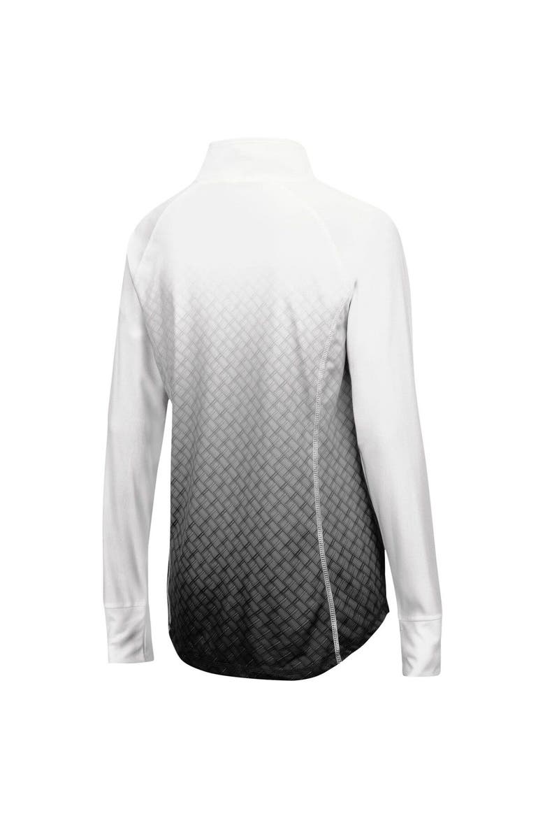 Women's Colosseum White/Black ECU Pirates Magic Ombre Lightweight Fitted Quarter-Zip Long Sleeve Top, Alternate, color, White