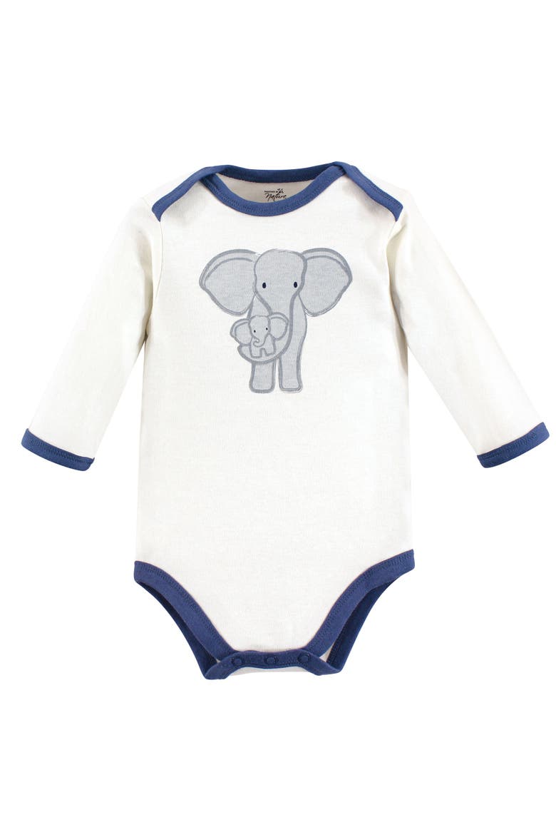 3Pk Long Sleeve Organic Bodysuits, Alternate, color, Elephant