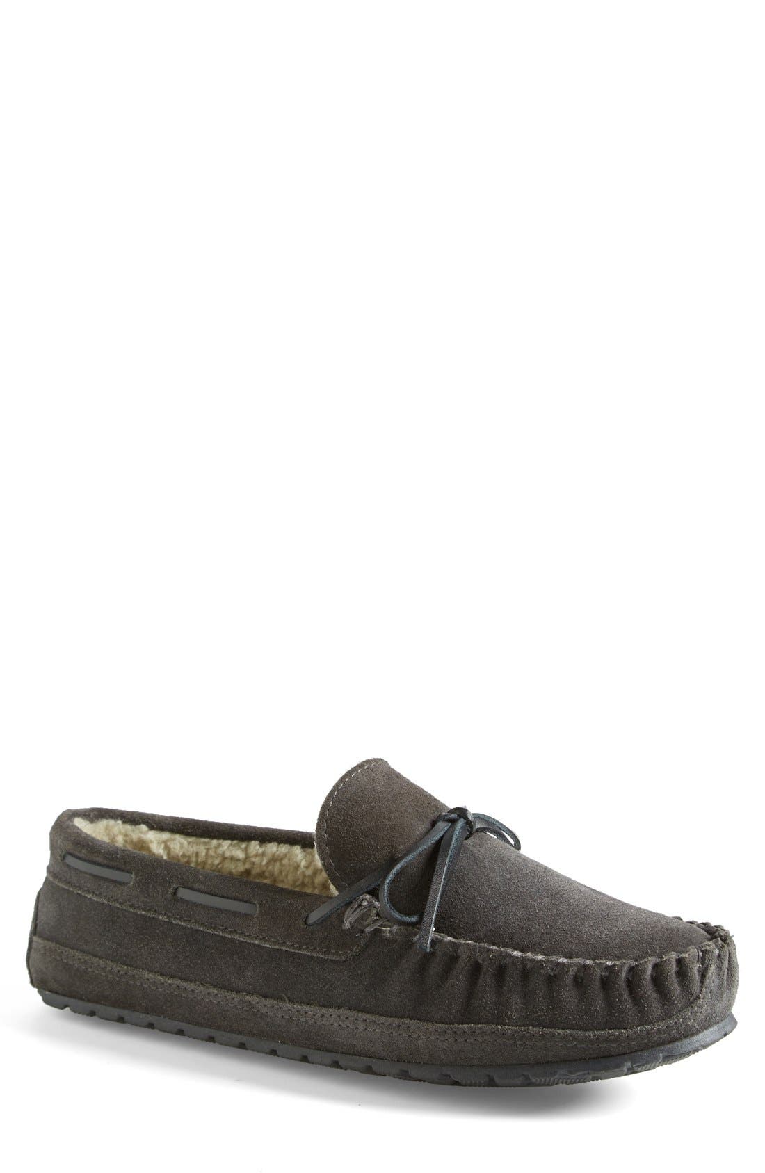 'Potomac' Moccasin Slipper, Main, color, CHARCOAL